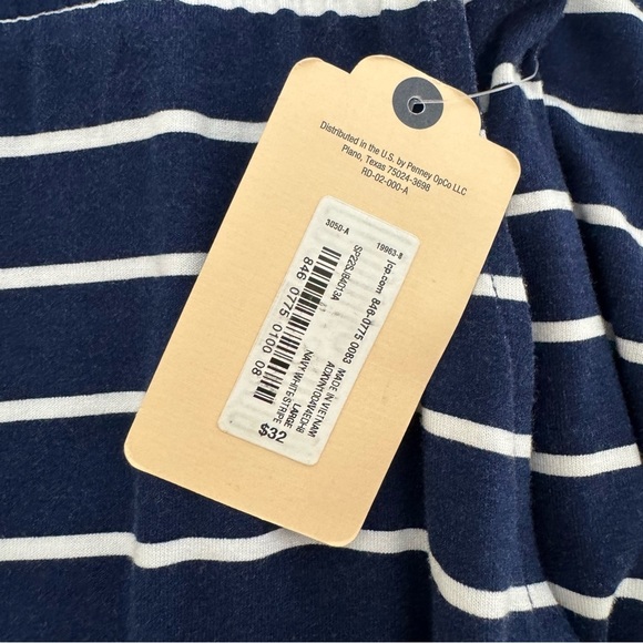 NWT St. John's Bay Blue White Stripe Knit Midi Skirt Drawstring Side Slits Sz L - Picture 8 of 11